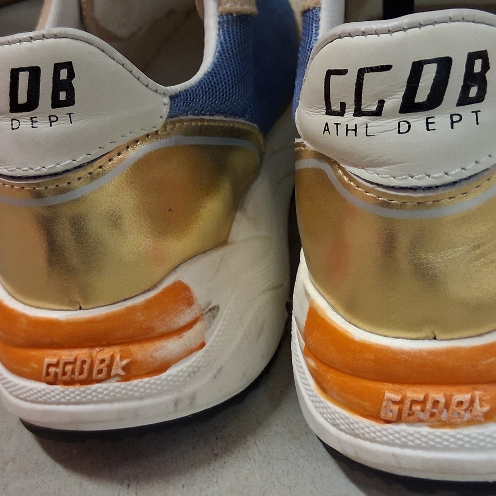 Golden Goose Beige Blue Pink Star Sneakers - Picture 15 of 16